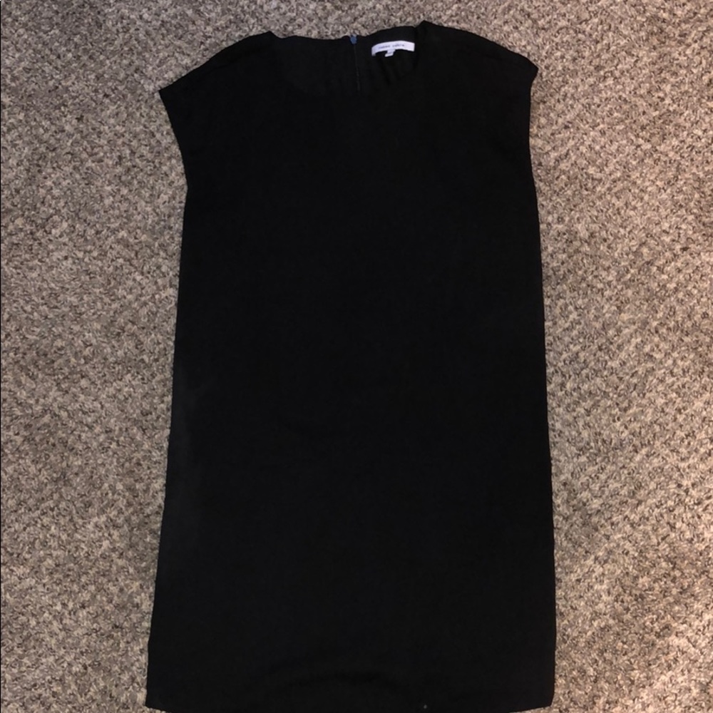 Black dress with gold zippers on side